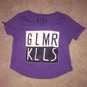glamour kills purple t shirt crop top